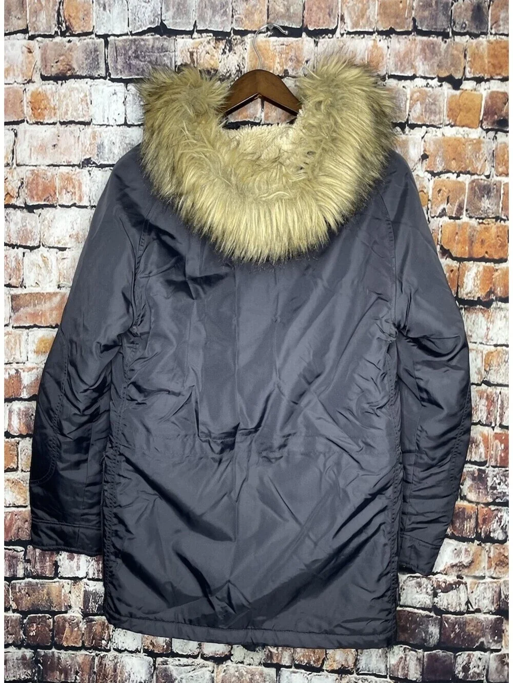 J Crew Snorkel N3B Military Winter Parka Jacket Field Coat Mens Small Fur Navy